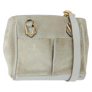 Authentic GUCCI Shoulder Bag Suede 2way Light Blue Gold 007 1793 0238